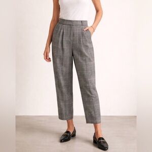 J. Crew high rise tapered Black and Gray Plaid Cropped Pants